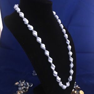 Vintage Czech Glass Baby Blue Beaded Necklace